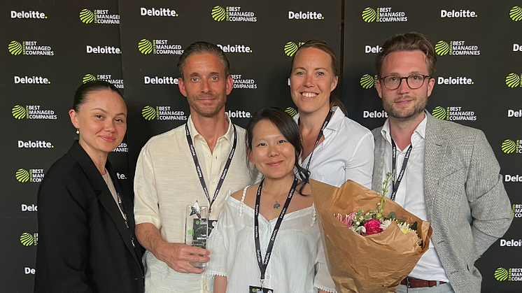 Anna-Klara Näsholm, Tobias Wilhelmson, Katarina Monna, Kajsa Björn och Tommy Manderlöw på prisutdelningen.