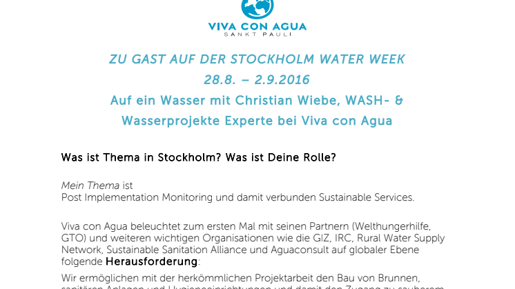 Auf ein Wasser mit Chris Wiebe: Stockholm Water Week