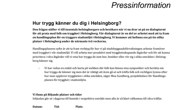 ​Hur trygg känner du dig i Helsingborg?