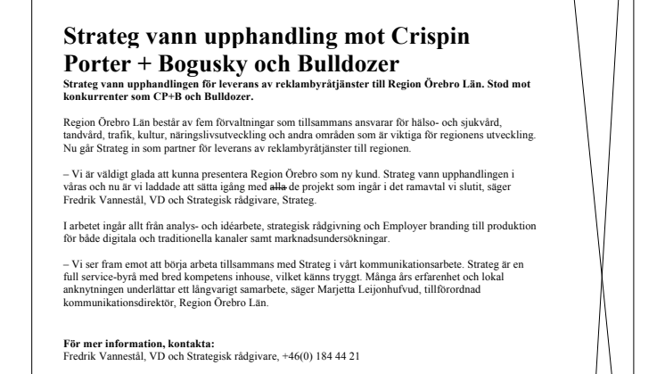 Strateg vann upphandling mot Crispin Porter + Bogusky och Bulldozer 