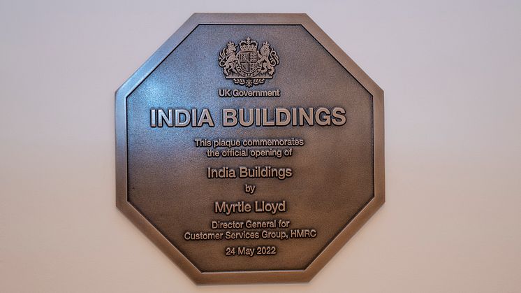 India Buildings plaque to commemorate the official opening