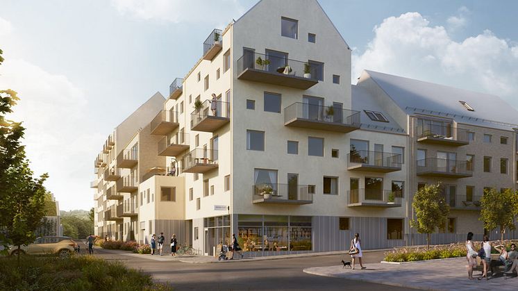 Aromalund består av två bostadskvarter med varierande huskroppar i olika fasadmaterial.  Samtliga lägenheter har minst en balkong. 