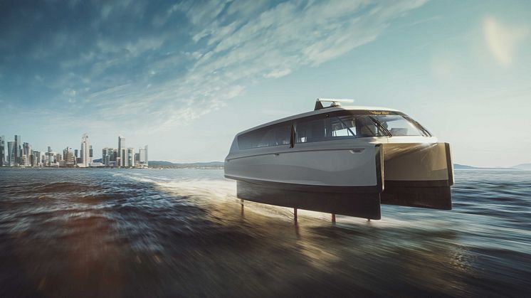 The Candela P-12 is the first electric hydrofoil ferry. Because it doesn't produce a wake at high speeds, it can operate in urban waters where no-wake zones restrict traditional high-speed ferries