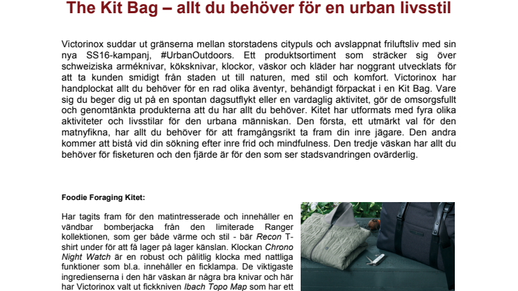 Victorinox lanserar - The Kit Bag – allt du behöver för en urban livsstil
