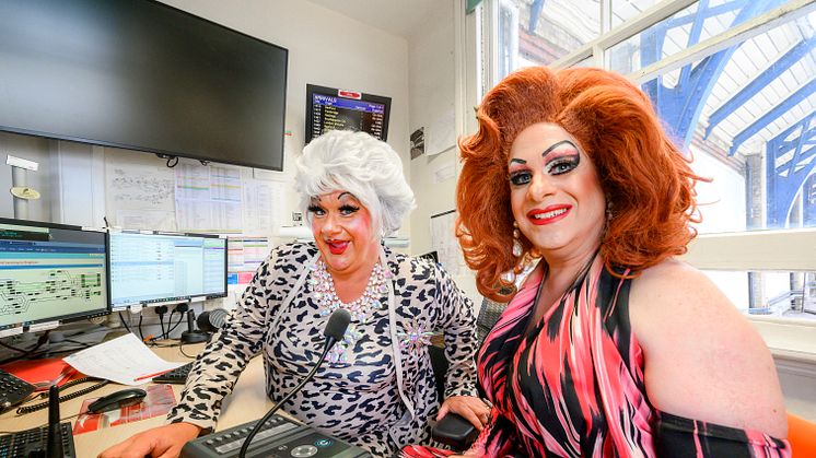 Brighton-based drag artists take over GTR's station announcements. More images available to download below.