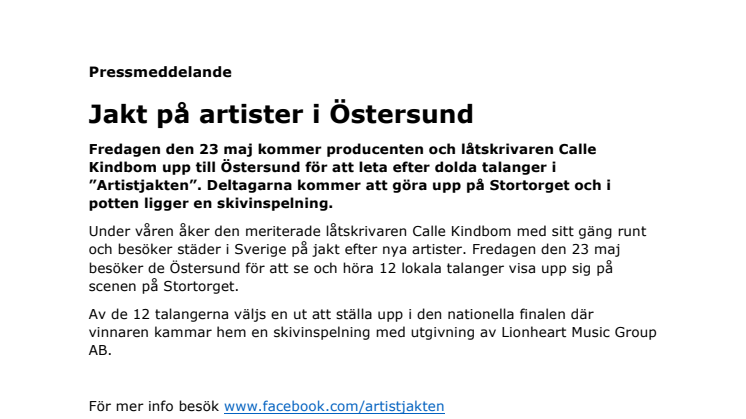 Jakt på artister i Östersund