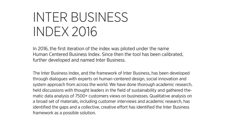 Inter Business Index – pilot 2016