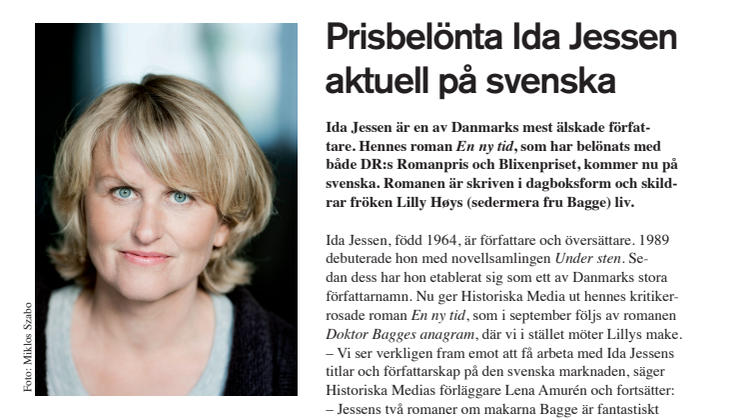 Prisbelönta Ida Jessen  aktuell på svenska