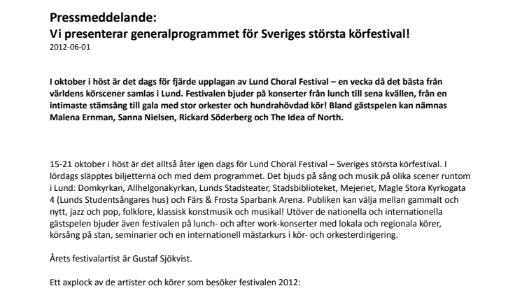 Vi presenterar konsertprogrammet för Sveriges största körfestival!