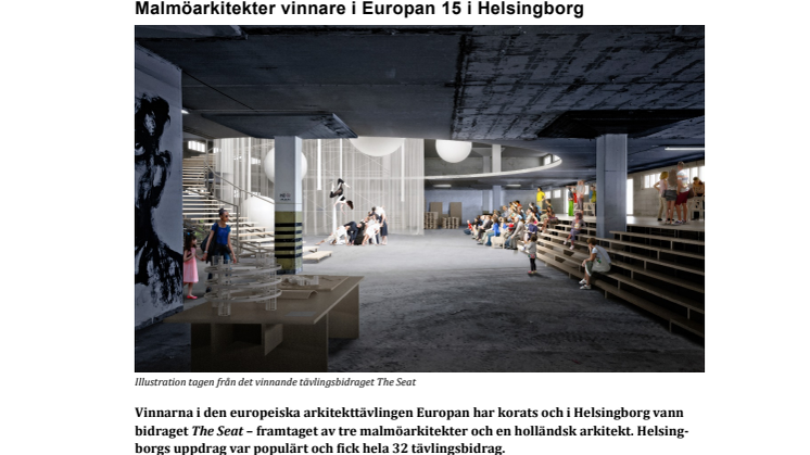 Malmöarkitekter vinnare i Europan 15 i Helsingborg