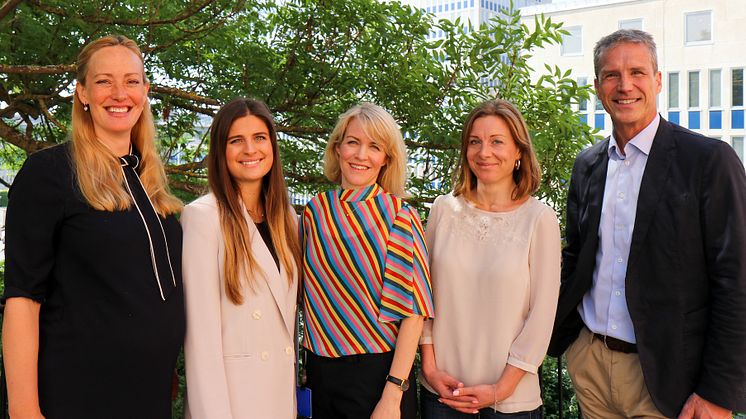 På bilden från vänster: Elin Hölcke (VD Sigma Young Talent), Sofie Lundh (Konsultchef Sigma Young Talent), Jenny Thalin (Head of Change Office Folksam), Linda Westerback Berglin (Agile Coach Folksam) och Johan Ruden (CIO Folksam).