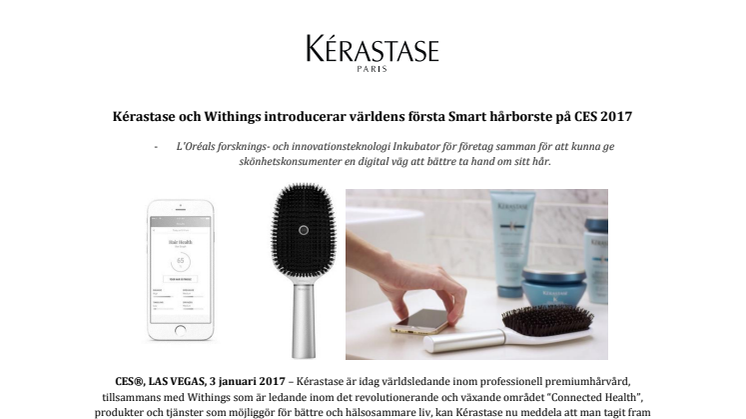 Kérastase och Withings introducerar världens första Smart hårborste på CES 2017