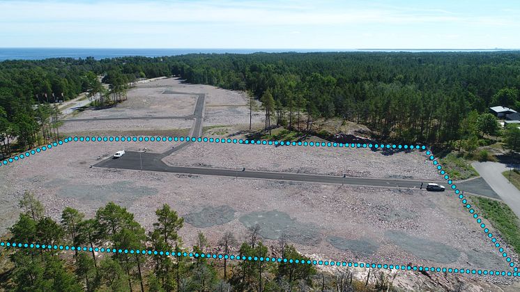 Bilden visar Hummern och Musslan, den västra delen av det nya bostadsområdet längs Östersjövägen.