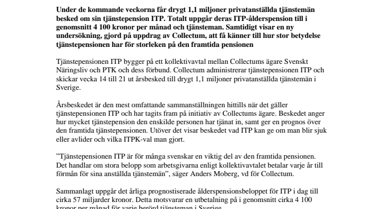 1,1 miljoner svenskar får viktigt pensionsbesked, men få vet hur betydelsefull tjänstepensionen ITP är