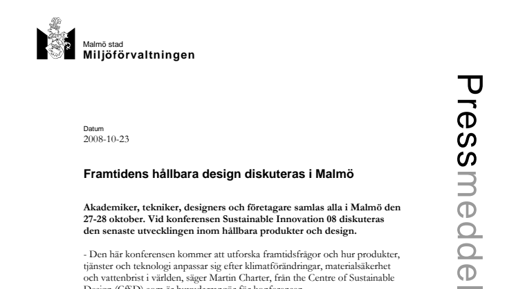 Framtidens hållbara design diskuteras i Malmö