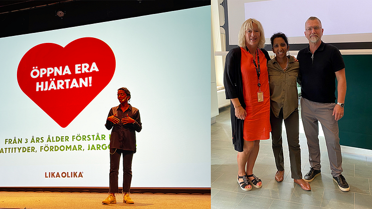 Lika Olikas grundare Mary Juusela. Cecilia Björkengren och Stig Olsson Westra Wermlands Sparbank. 