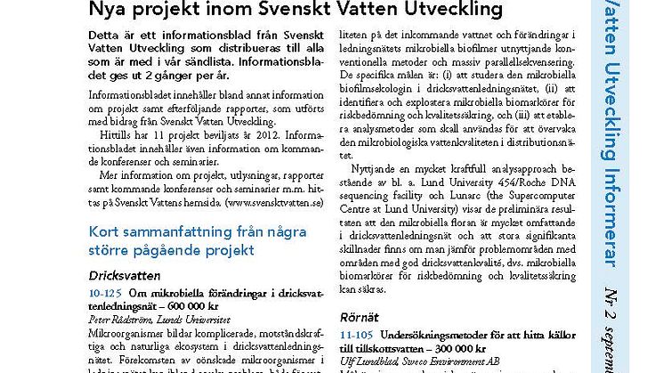 SVU:s Informationsblad Nr 2 september 2012