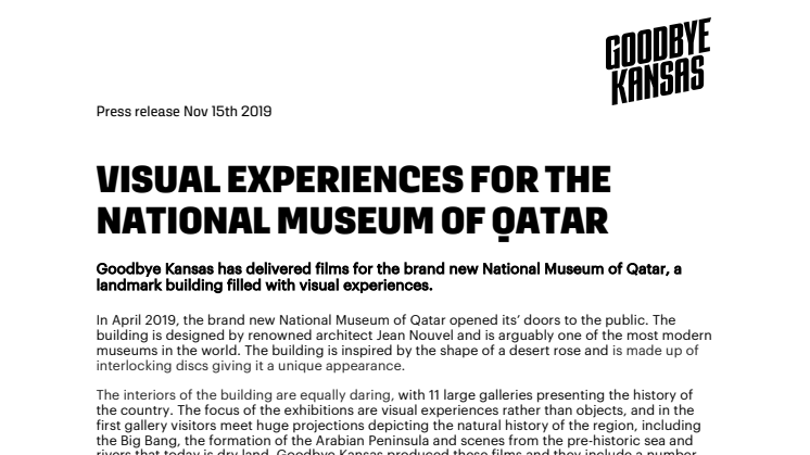 Visual experiences for the National Museum of Qatar