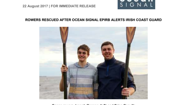Rowers Rescued after Ocean Signal EPIRB Alerts Irish Coast Guard