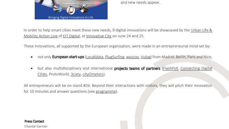 EIT Digital at Innovative City - European digital innovations to meet smart citizens’ needs 