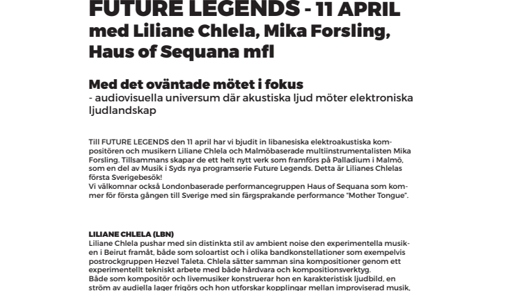 FUTURE LEGENDS - 11 APRIL på Palladium Malmö med Liliane Chlela, Mika Forsling, Haus of Sequana mfl