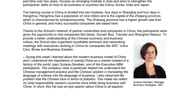 Swedish managers improve their business skills in China
