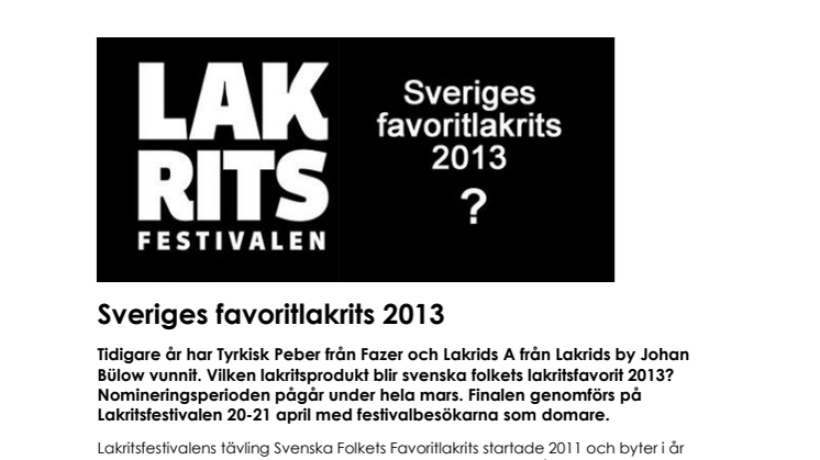 Sveriges favoritlakrits 2013