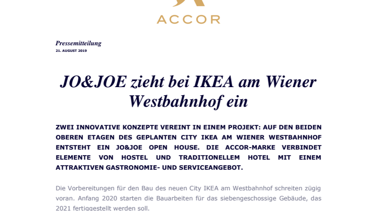 JO&JOE zieht bei IKEA am Wiener Westbahnhof ein