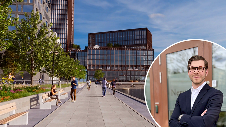 På bilden: Visionsbild, Värtahamnen och Pontus Stolt, vice VD och marknadschef på Newton Kompetensutveckling AB.
