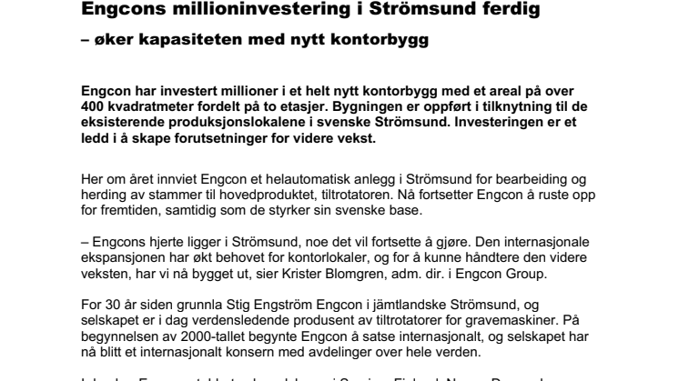 Engcons millioninvestering i Strömsund ferdig – øker kapasiteten med nytt kontorbygg