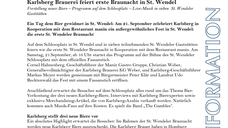 Karlsberg Brauerei feiert erste Braunacht in St. Wendel