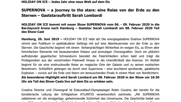 SUPERNOVA – a journey to the stars: eine Reise von der Erde zu den Sternen – Gaststarauftritt Sarah Lombardi