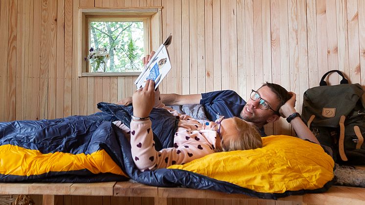 Övernattning i annorlunda vindskydd på Hovdala. Foto: Johan Funke