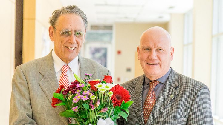 Ronald R. Sederoff, recipient of the 2017 Marcus Wallenberg Prize, and Jack Saddler, member of the MWP Selection Committee. (photo: Mitchell Costa)