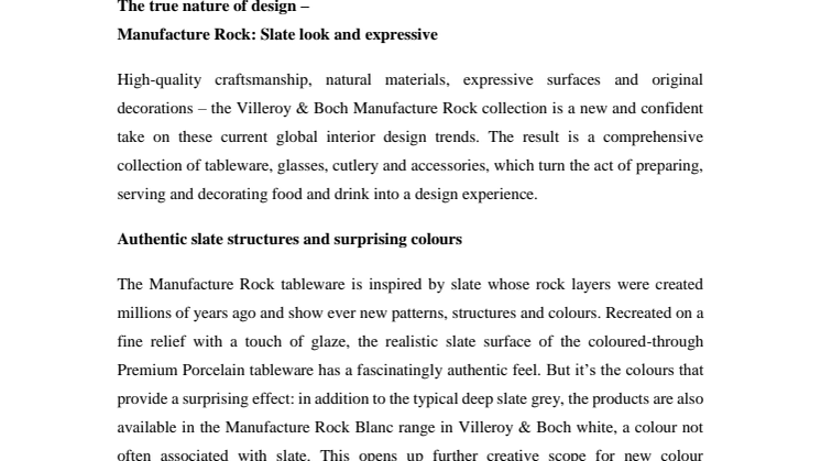 The true nature of design – Manufacture Rock: Slate look and expressive