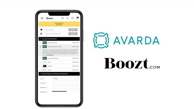 Avarda lanserar betalningslösning för Boozt