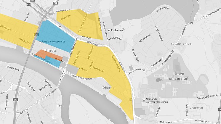 Zonindelning för gatuparkeringar i Umeå. Karta: Upab