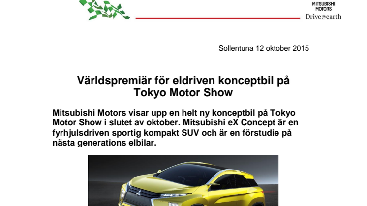 Världspremiär för eldriven konceptbil på Tokyo Motor Show