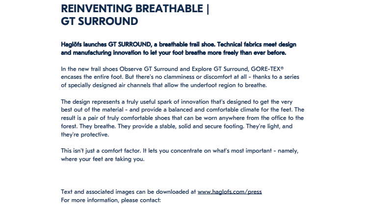 REINVENTING BREATHABLE |  GT SURROUND