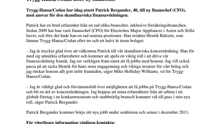 Trygg-Hansa/Codan utser ny finanschef