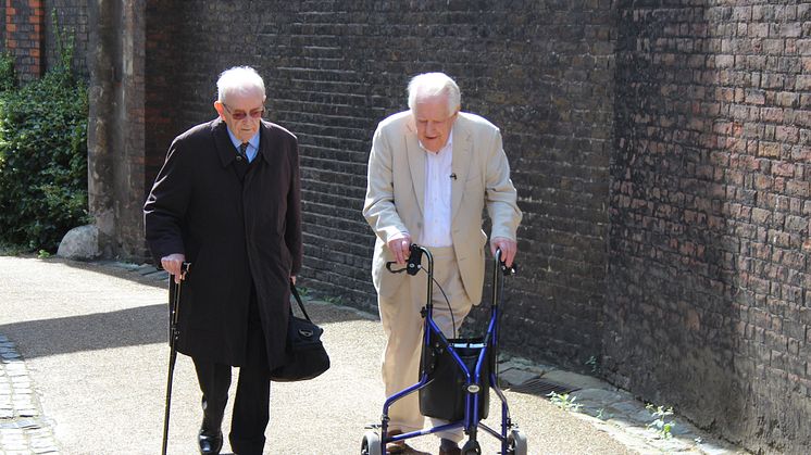 Old friends Jimmy (left) and Stanley make their way together to Stanley's almshouse flat