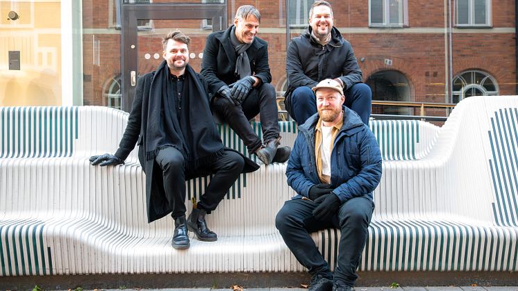 Structor Mark Uppsalas ledningssamordningsteam. Från vänster: Oscar Svensson, Anders Metzén, Mathias Sandin och Simon Sahlberg. Foto: Structor