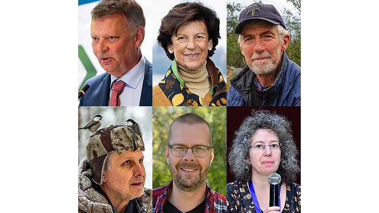Övre raden: Kenneth Alness (foto: privat), Antonia Ax:son Johnson (foto: Peter Jönsson), Tom Hobbs (foto: Henrik Andrén). Nedre raden: Mats Karström (foto: Ola Jennersten), Hans Lindberg (foto: Maria Nyberg), Delia Grace Randolph (foto: ILRI/Dinesh).