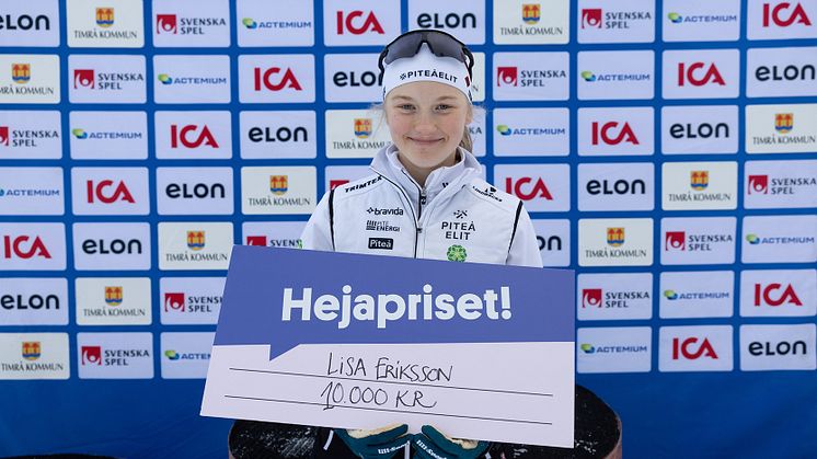Lisa Eriksson fick Hejapriset och 10 000 kronor att dela mellan sig själv och sin klubb Piteå Elit.