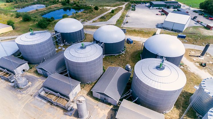 Gasums biogasproduktion i Jordberga med en kapacitet på 110 GWh biometan. Foto: Gasum