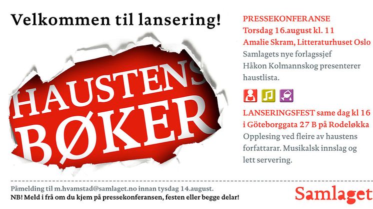 SAMLAGET PRESENTERER HAUSTLISTA 16.8.