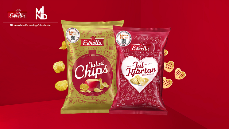 Estrella låter en del av försäljningen av våra påse Julostchips och JulhjärtanCream Cheese 2024 gå till Mind för att stärka organisationens viktiga arbete med att stötta människor i kris.  