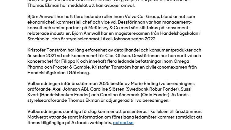 Valberedningens förslag till styrelse i Axfood.pdf