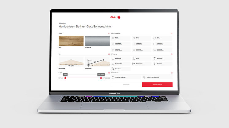 Glatz launcht Sonnenschirm-Konfigurator auf www.glatz.com