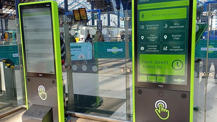 Information screens at Brighton station